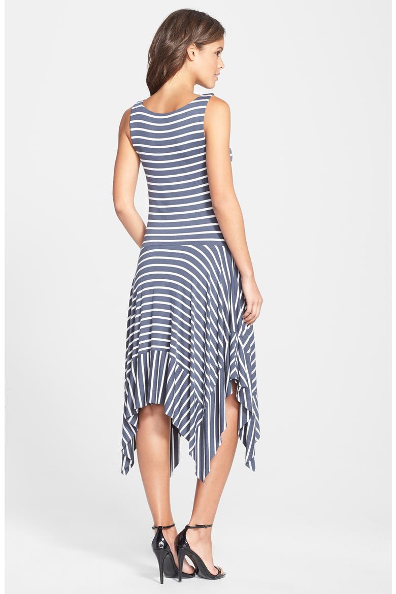 Stripe Handkerchief Hem Dress, Alternate, color, EBONY