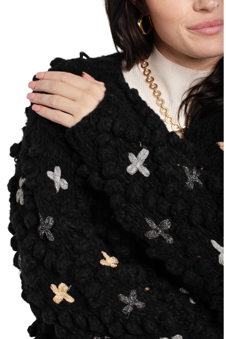 Aria Crochet Cardigan, Alternate, color, BLACK
