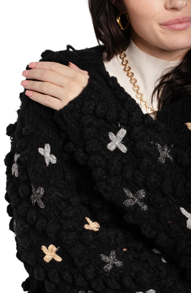 SAACHI Aria Crochet Cardigan, Alternate, color, Black