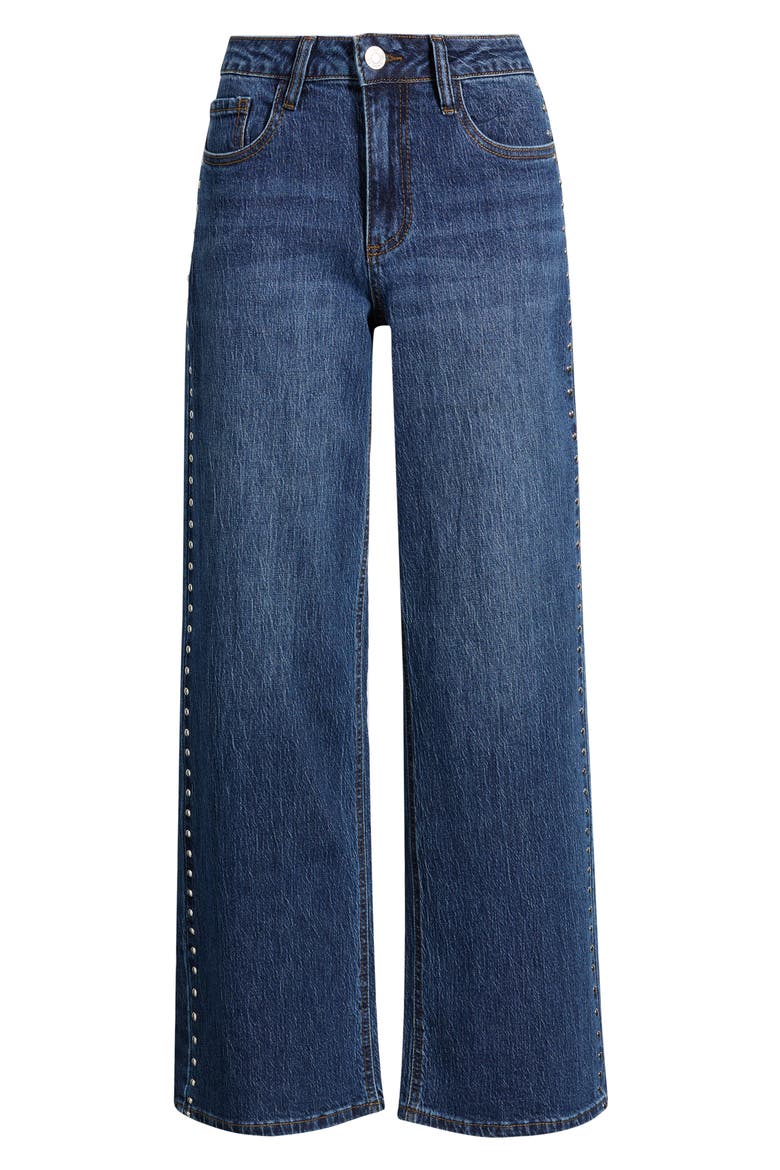 Bella Studded Wide Leg Jeans, Alternate, color, 08S DARK WASH