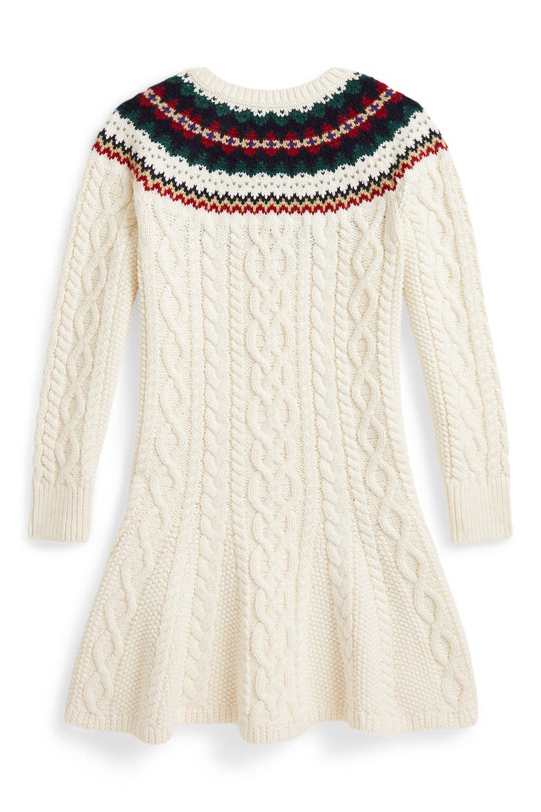 Kids' Fair Isle Cotton Sweater Dress, Alternate, color, WHITE MULTI