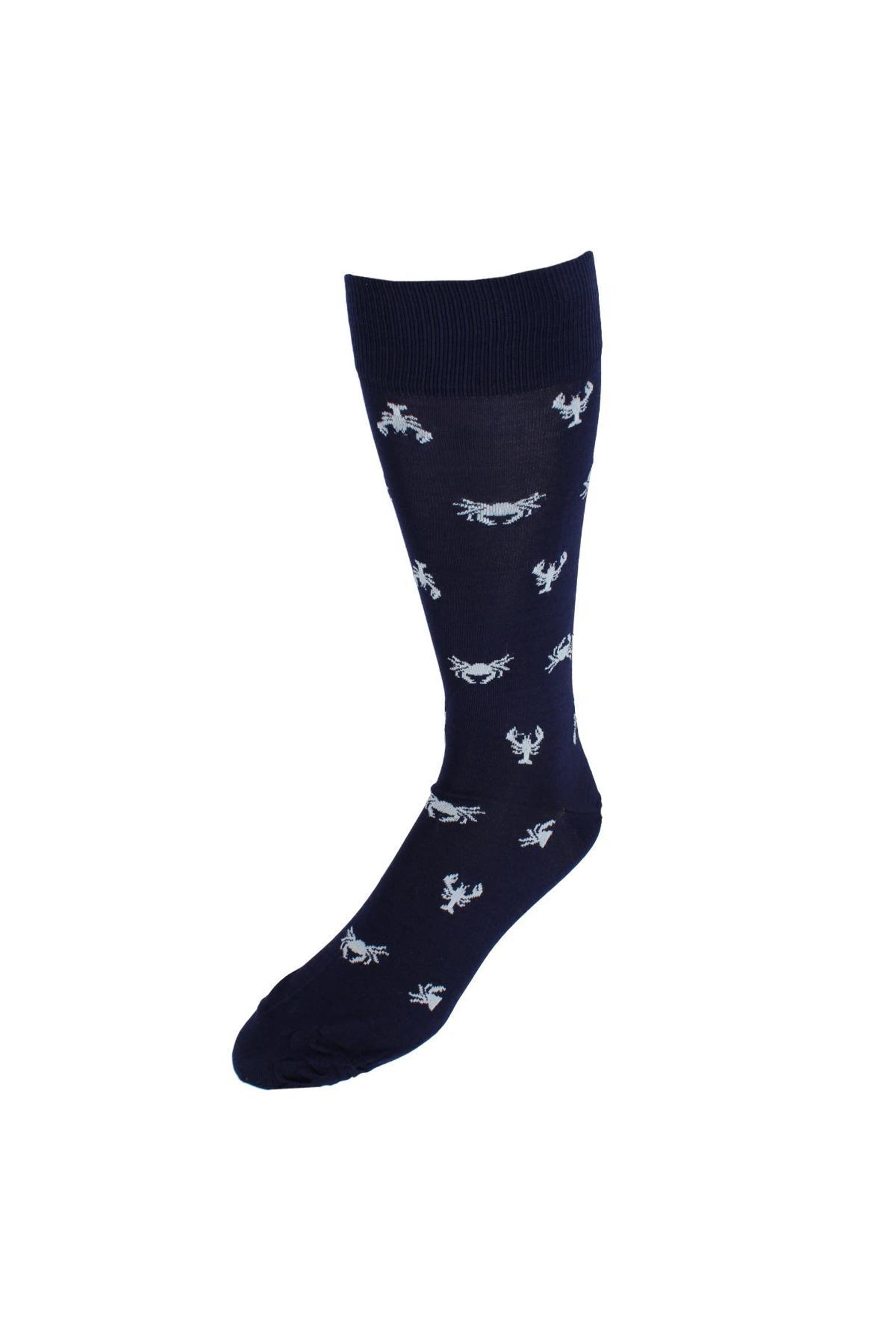 Pattern Loster Trafalgar Day At The Beach Mid-Calf Crab & Lobster Dress Novelty Sock ...