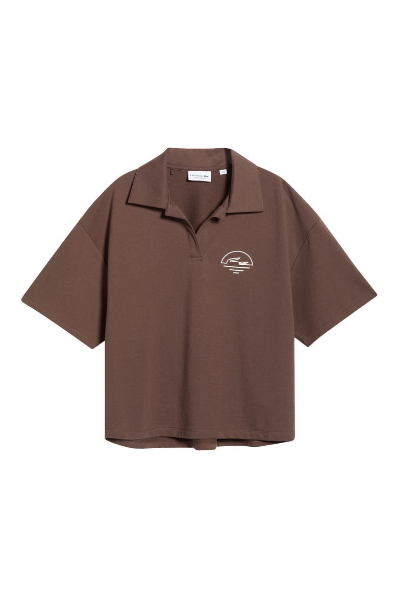 Loungewear Cotton Blend Fleece Pajama Polo, Alternate, color, GRUME