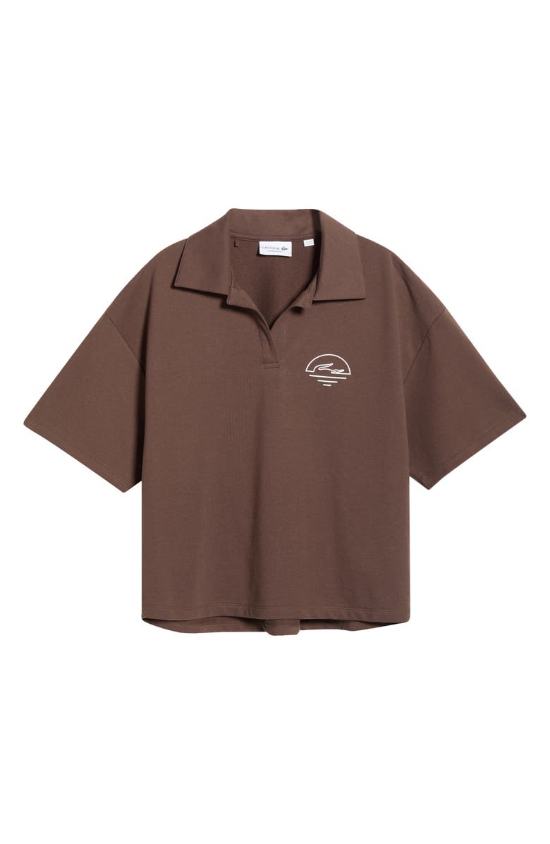 Lacoste Loungewear Cotton Blend Fleece Pajama Polo, Alternate, color, Grume