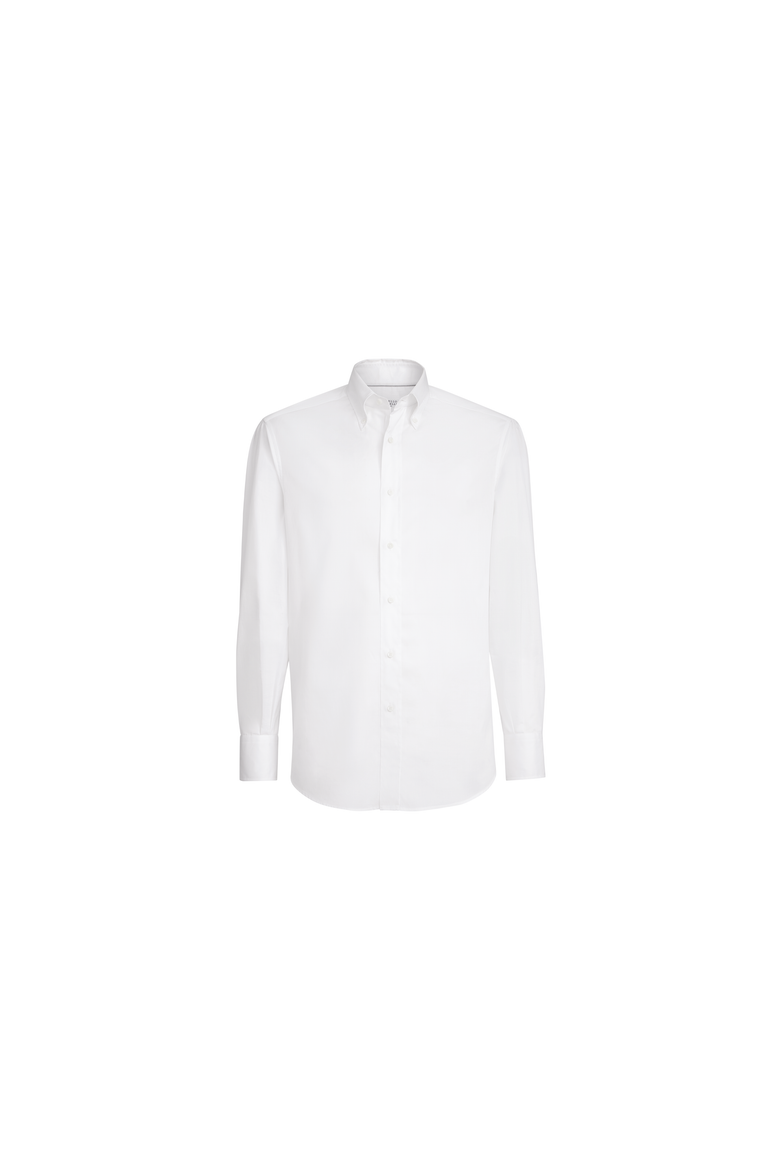 Twill shirt with button-down collar, Alternate, color, White