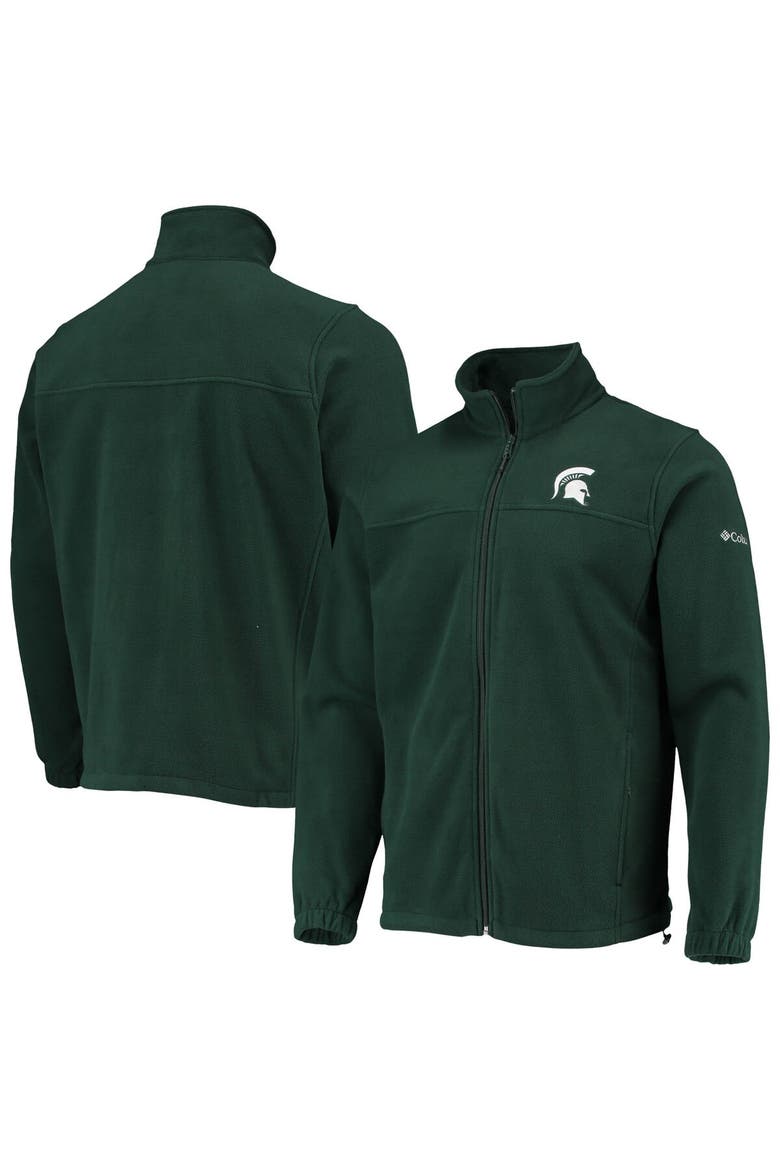 Men's Columbia Green Michigan State Spartans Flanker III Fleece Team Full-Zip Jacket, Main, color, Green