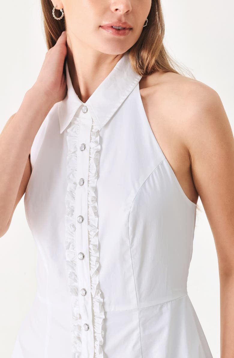 FREEMARKET Ruffle Trim Halter Neck Midi Shirtdress, Alternate, color, White
