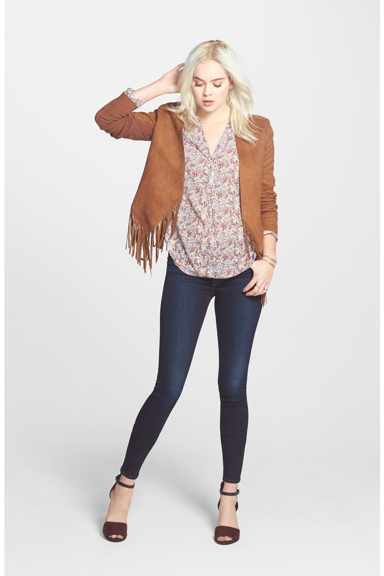 Fringe Faux Suede Jacket, Alternate, color, BROWN TOFFEE