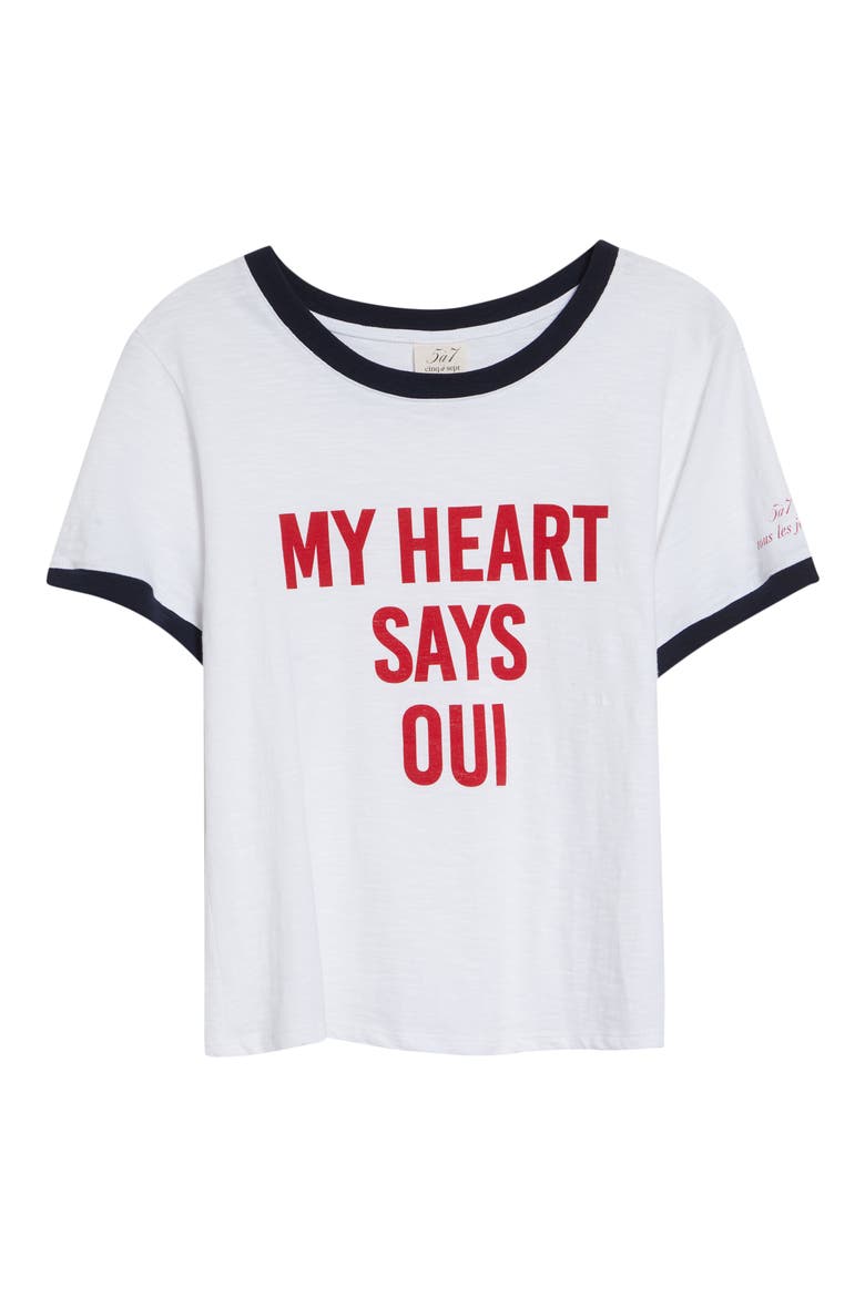 My Heart Says Oui Shrunken Cotton Graphic T-Shirt, Alternate, color, WHITE MULTI