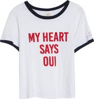 Cinq à Sept My Heart Says Oui Shrunken Cotton Graphic T-Shirt