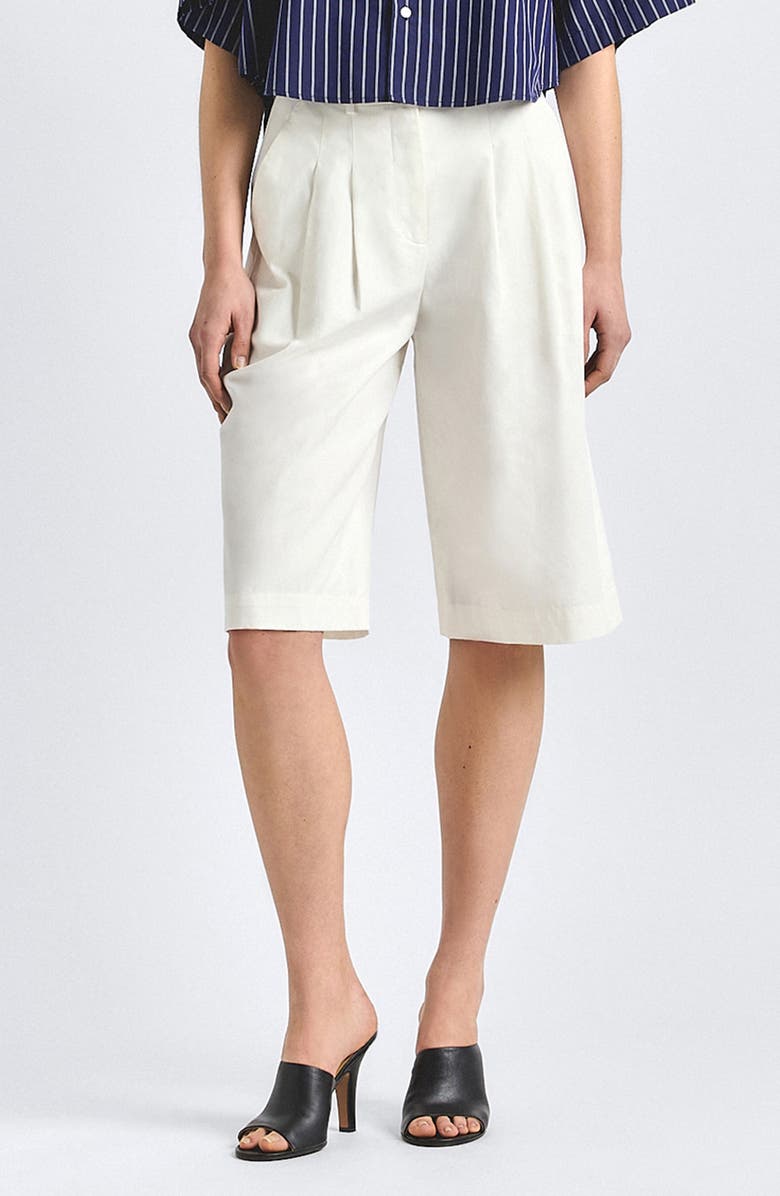 Derek Lam 10 Crosby Celina Pleated Bermuda Shorts, Main, color, Soft White