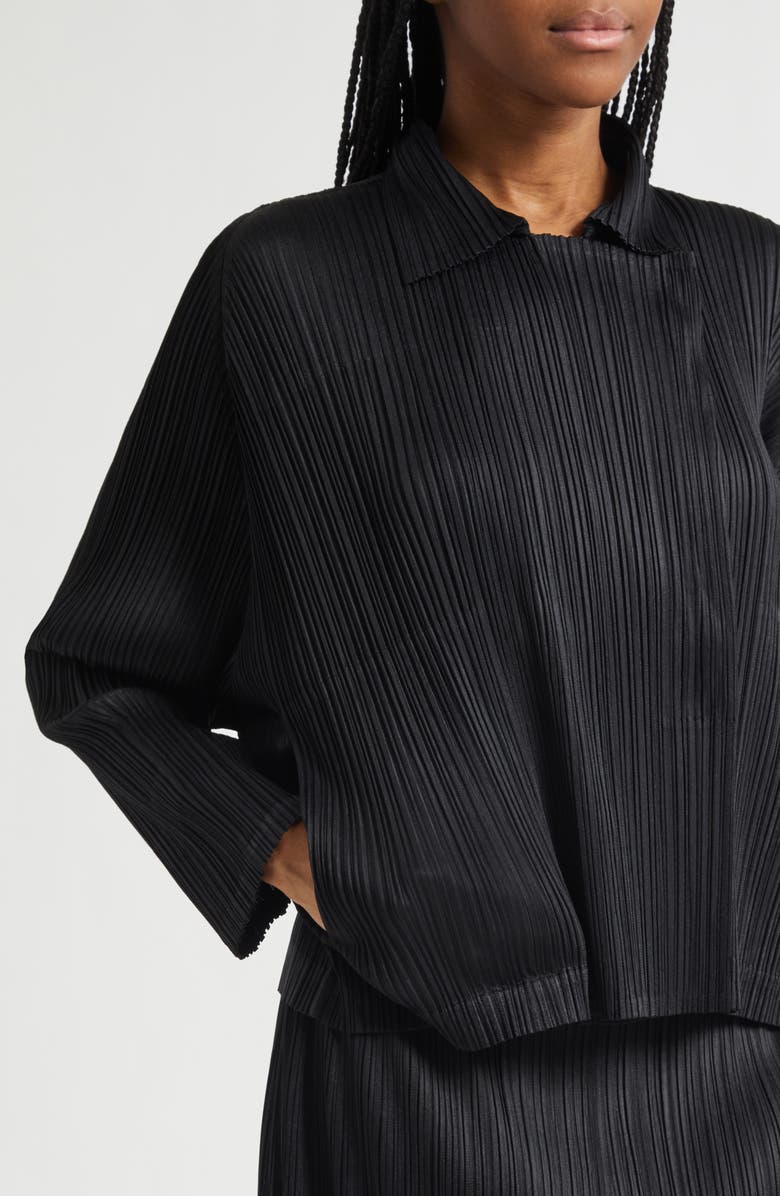 Pleats Please Issey Miyake Monthly Colors February Pleated Jacket, Alternate, color, Black