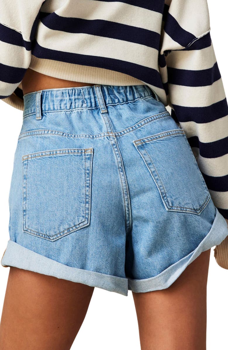 Free People Danni Roll Cuff Denim Shorts, Alternate, color, Open Sky