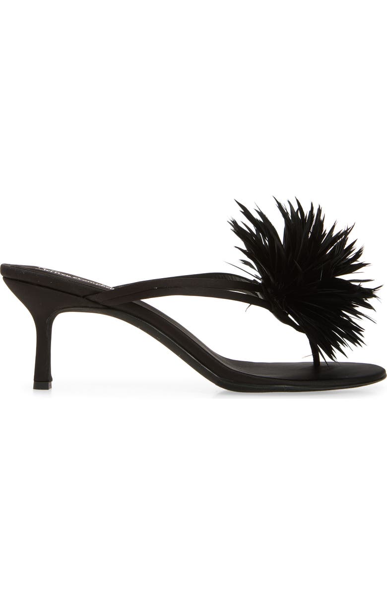 Jeffrey Campbell Firework Feather Sandal, Alternate, color, Black Satin