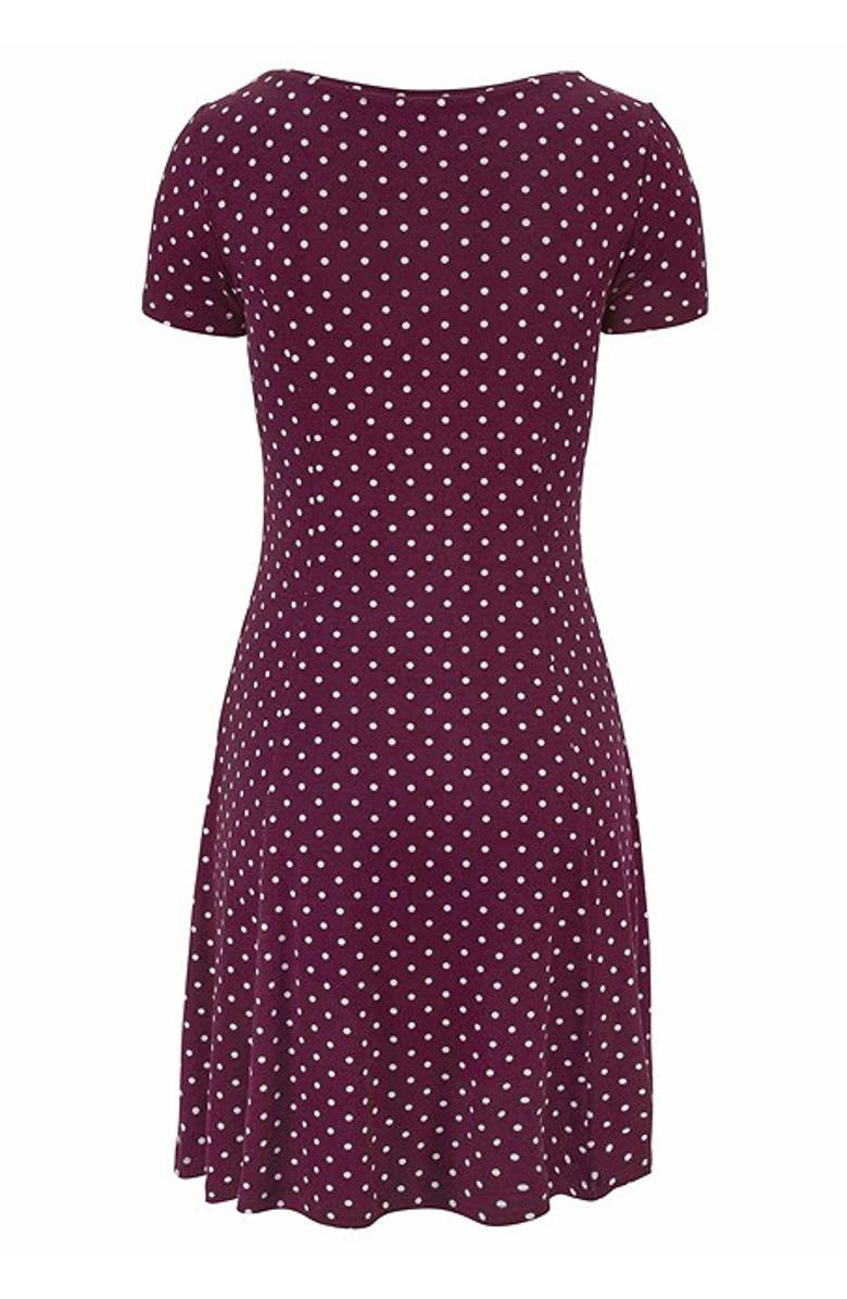 LASCANA Women's Polka Dot Print Dress, Alternate, color, Bordeaux Multi
