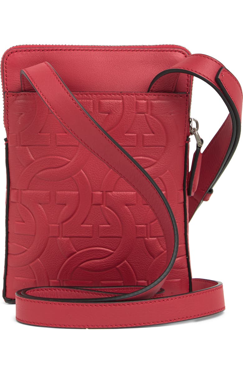 FERRAGAMO Gancini Embossed Leather Travel Crossbody Bag, Alternate, color,