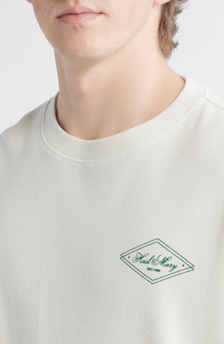 PacSun Hail Mary Graphic Print Waffle T-Shirt, Alternate, color, White