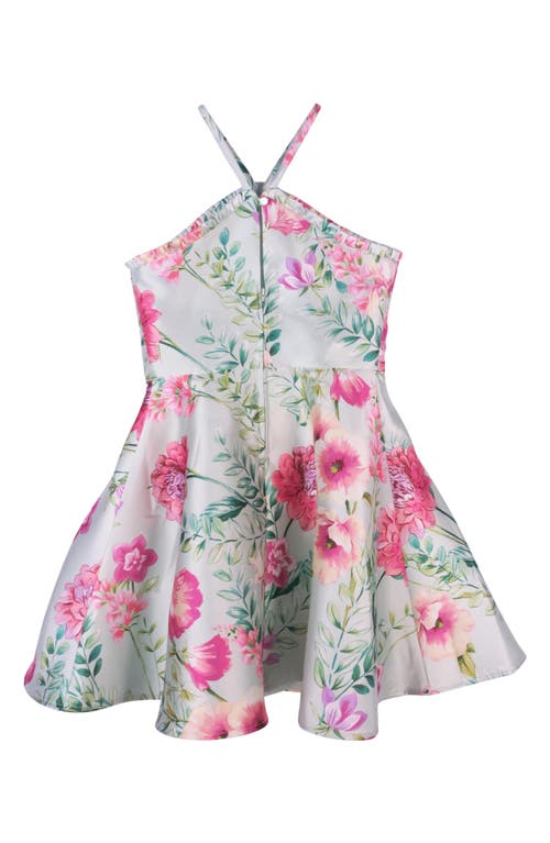 Zunie Kids' Floral Mikado Dress In Sage/multi
