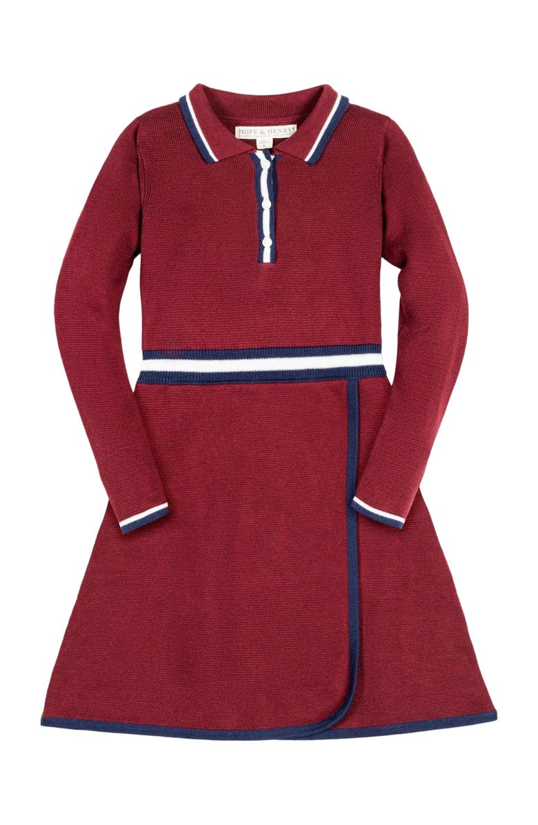 Hope & Henry Baby Girls' Organic Henley Sweater Dress, Infant, Main, color, Oxblood With Tipping