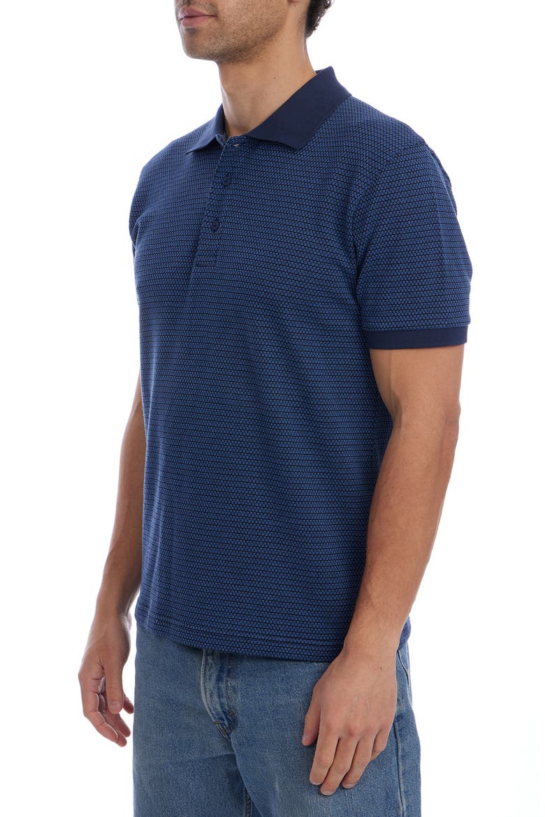 Short Sleeve Ribbed Jacquard Polo, Alternate, color, NAVY
