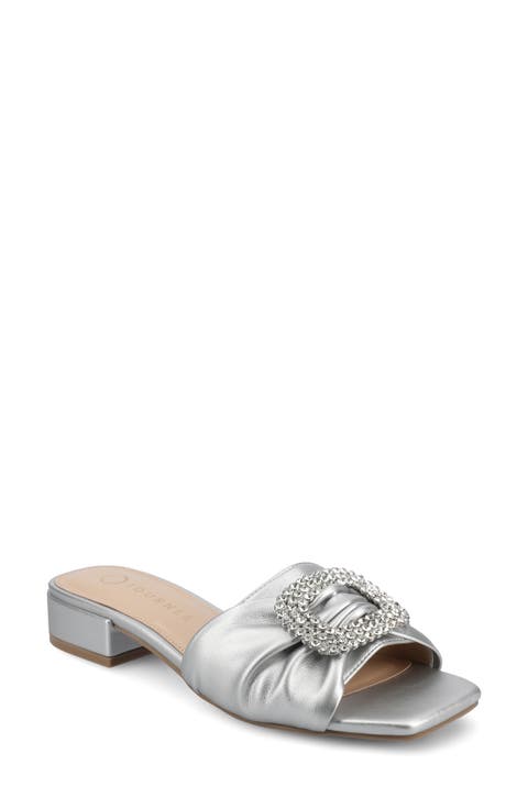 Flavia Rhinestone Buckle Slide Sandal (Women)