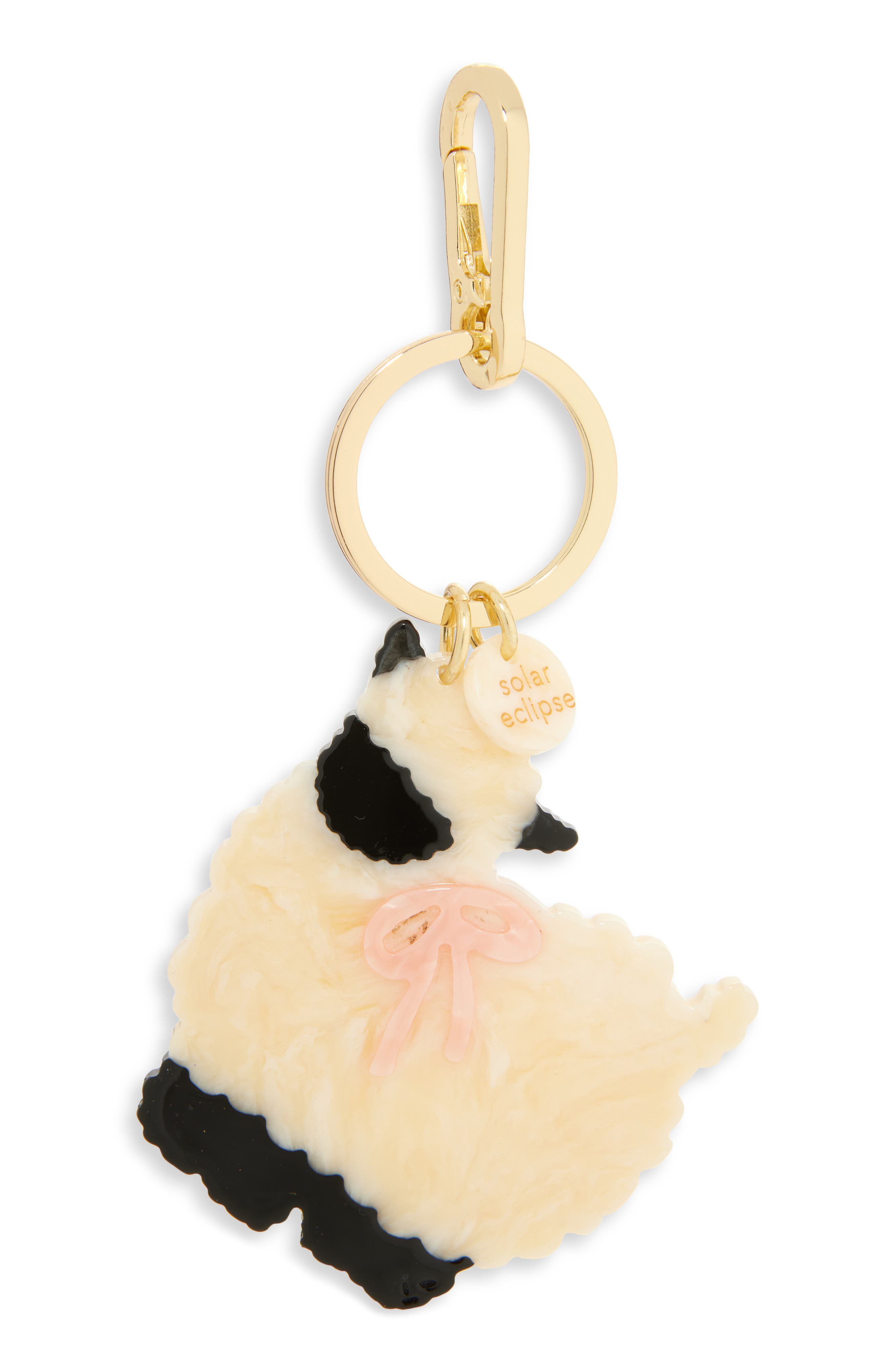 Solar Eclipse Hand Painted Sheep Key Chain Bag Charm In Gold