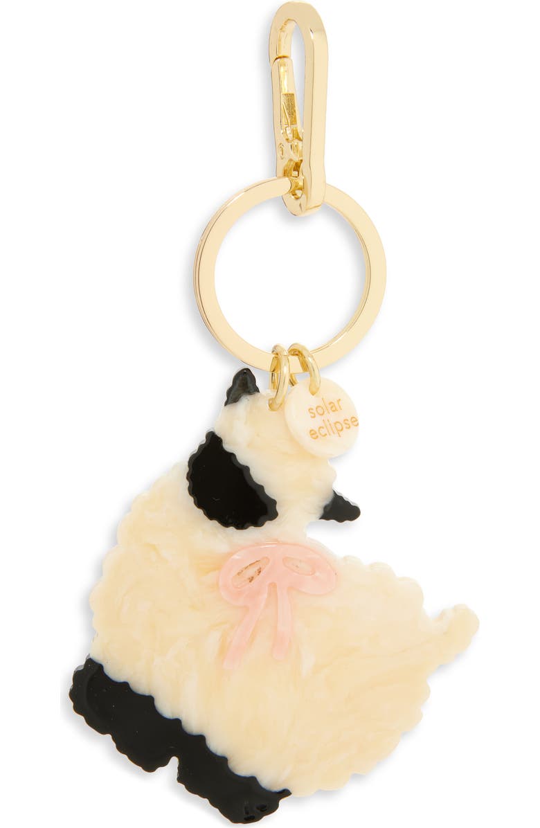 Solar Eclipse Hand Painted Sheep Key Chain Bag Charm, Main, color, Cream