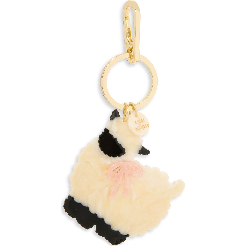 Solar Eclipse Hand Painted Sheep Key Chain Bag Charm In Gold