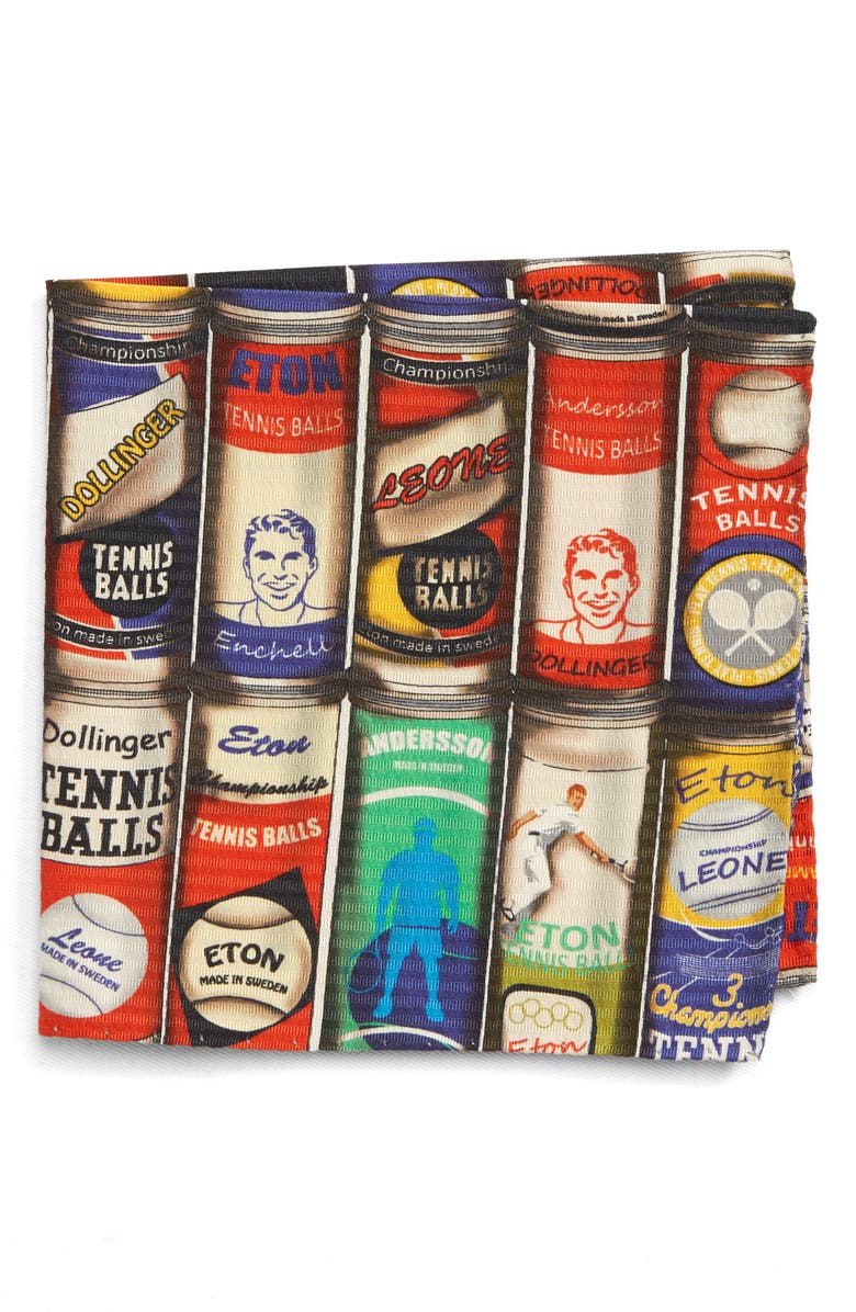 Eton Tennis Ball Silk Pocket Square, Main, color, 