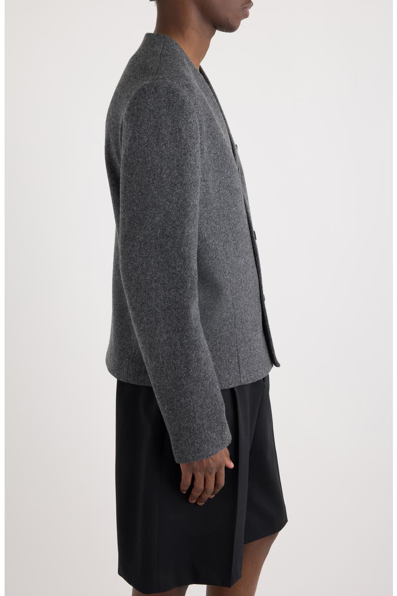 La Veste Sera Fitted Collarless Virgin Wool Blend Blazer, Alternate, color, DARK GREY