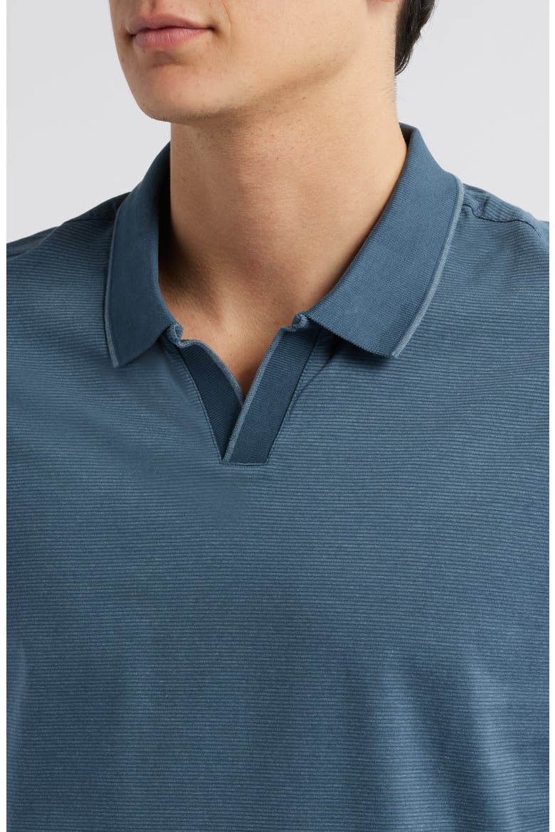 Wardlow Tonal Stripe Long Sleeve Cotton Blend Polo, Alternate, color, TEAL