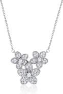 SUZY LEVIAN Trio of Flowers Cubic Zirconia Pavé Station Necklace