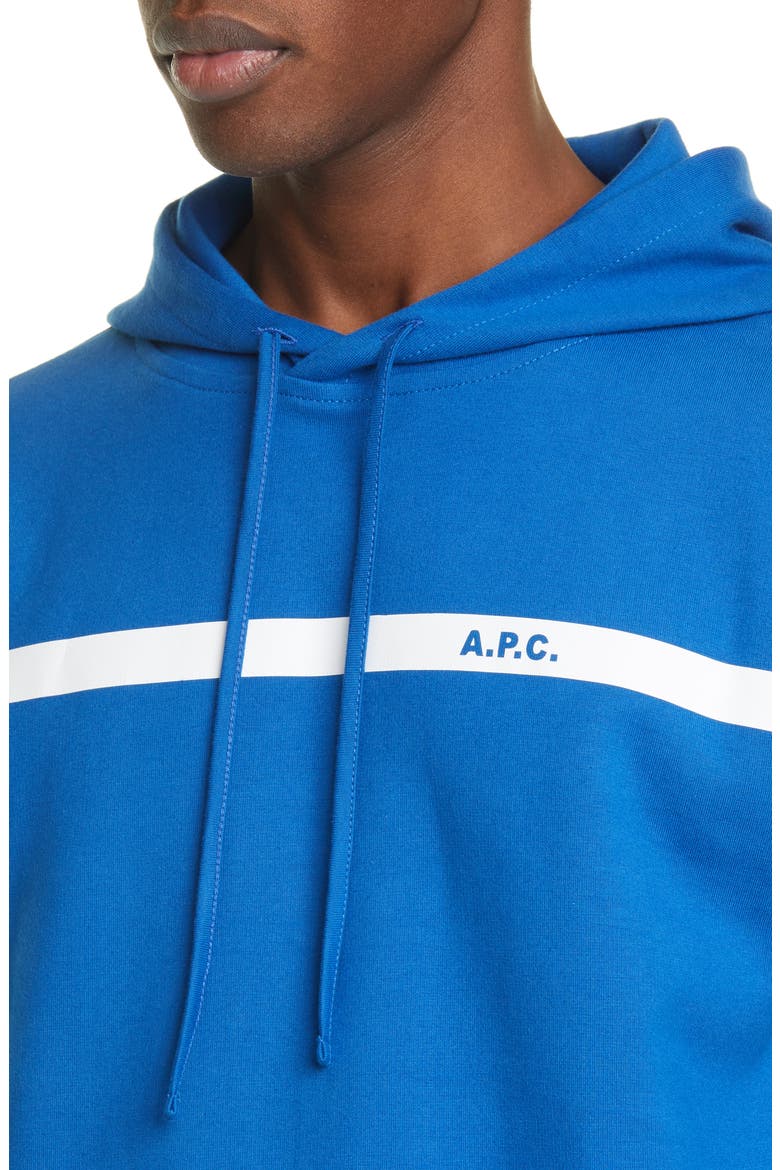 Logo Stripe Hooded Sweatshirt, Alternate, color, BLUE