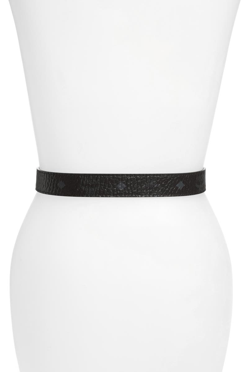 MCM Visetos Reversible Leather Belt, Alternate, color,