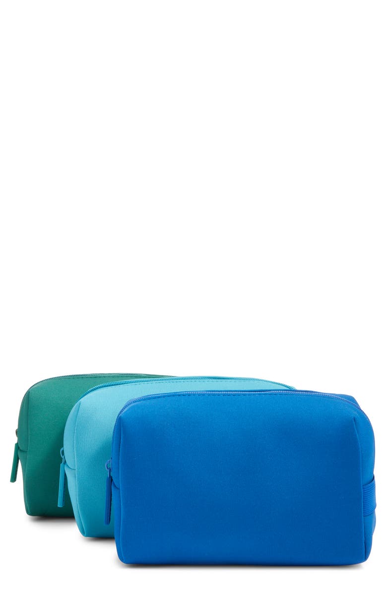 BaubleBar Take It Away Set of 3 Storage Pouches, Main, color, Blue