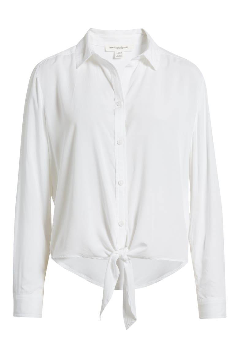 Magnolia Tie Front Button-Up Shirt, Alternate, color, WHITE