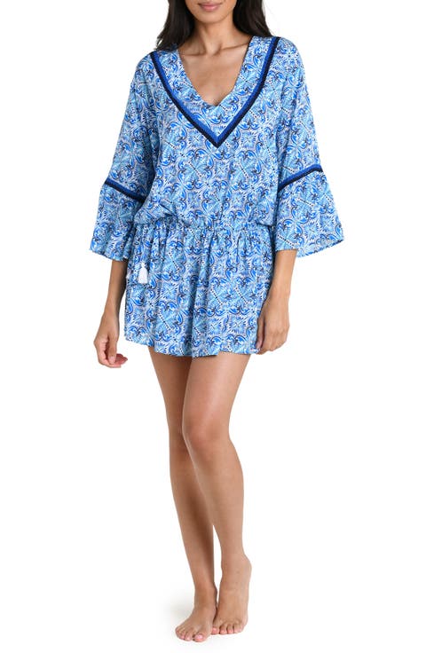 Costa Azul Bell Sleeve Drawstring Waist Cover-Up Tunic