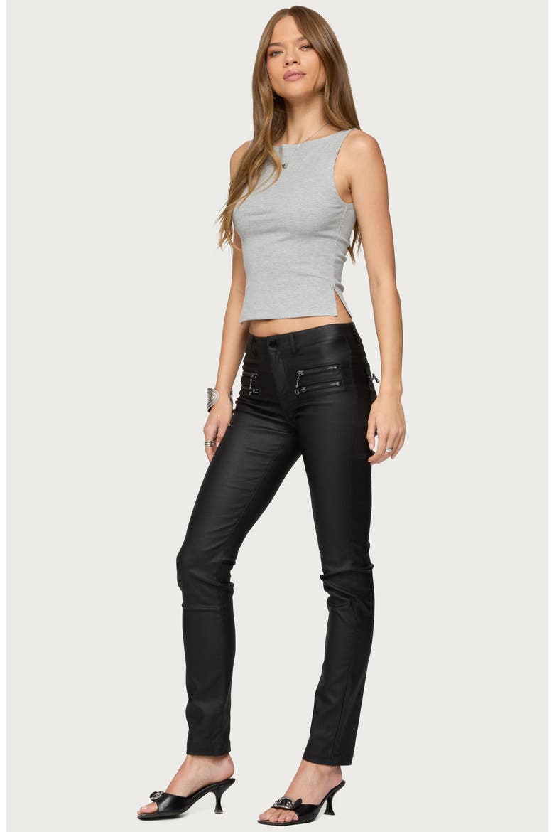 Elliana Side Slit Crop Tank, Alternate, color, GRAY-MELANGE