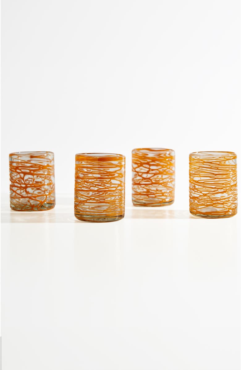 Verve Culture Handblown Glasses - Set of 4, Main, color, Orange