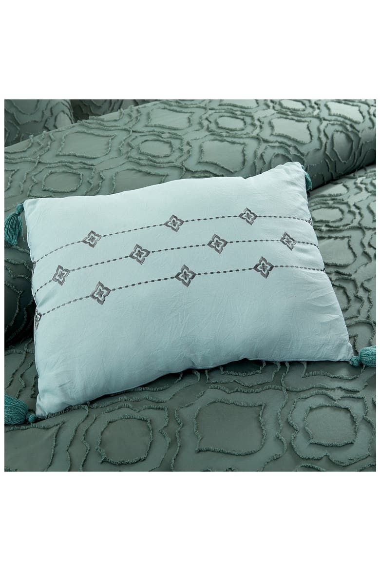 Jacquard Microfiber 5-Piece Comforter Set, Alternate, color, IVY GREEN