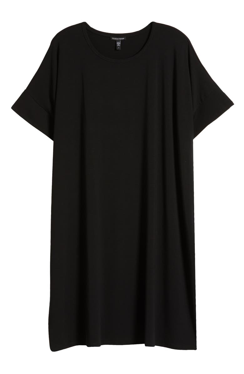 Eileen Fisher Boxy Crewneck T-Shirt Dress, Alternate, color, Black