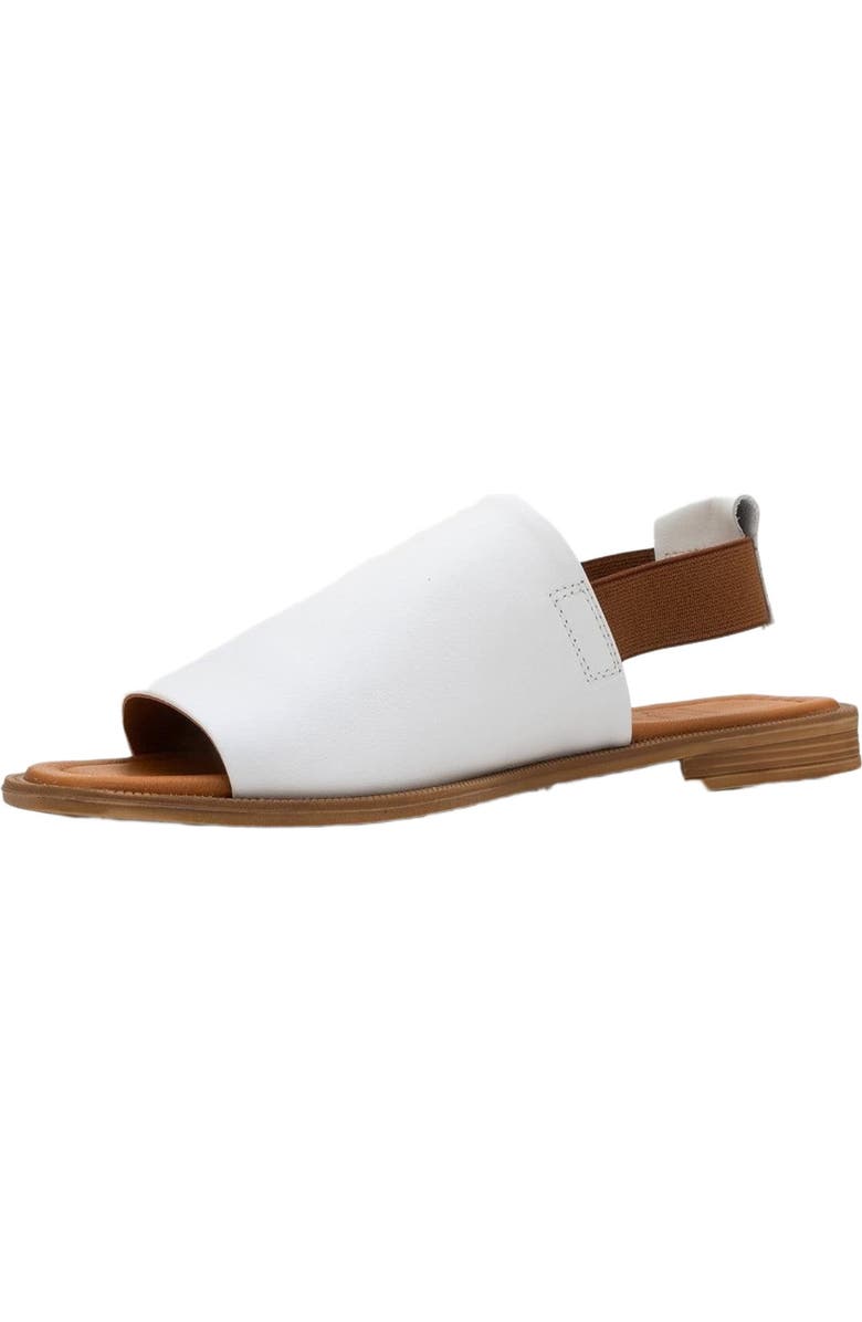 Forever & Always Shoes Fuela Leather Elastic Flat Sandals, Alternate, color, White Leather