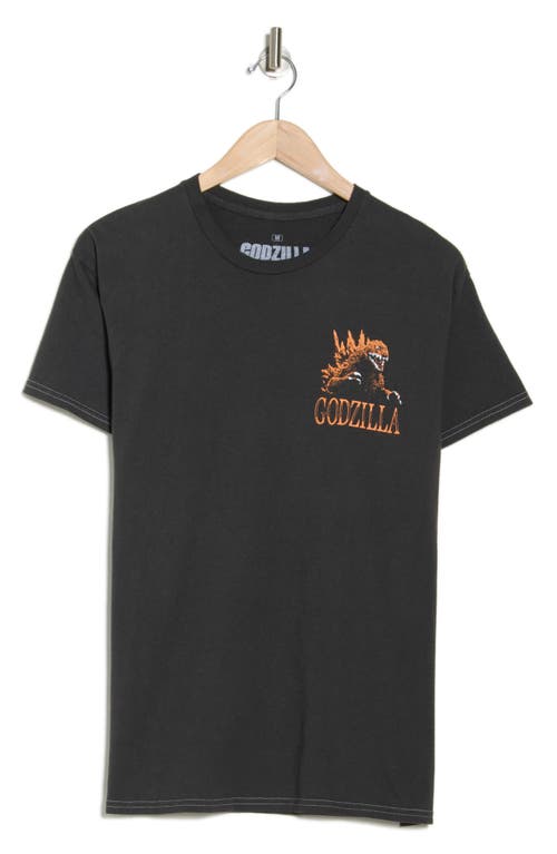 Shop Ripple Junction Godzilla Cotton Graphic T-shirt In Pigment Dye Black