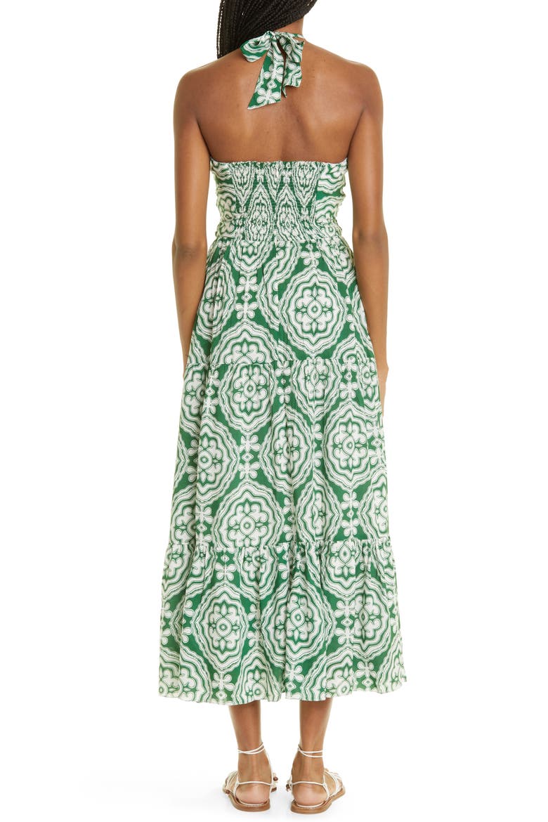 Medallion Cutout Cover-Up Halter Dress, Alternate, color, DEEP GREEN