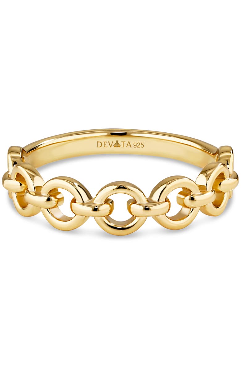 DEVATA Cable Link Ring in Gold Plated Sterling Silver, Main, color, Yellow Gold