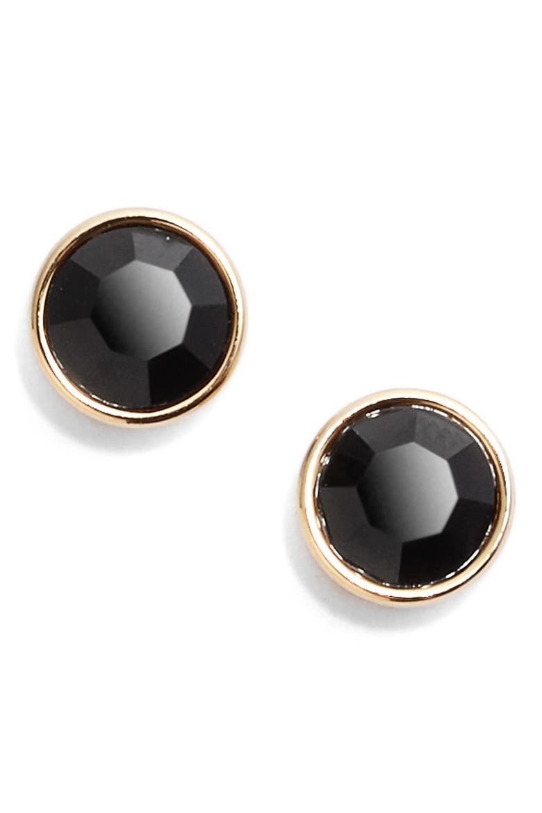 'forever' stud earrings, Alternate, color, JET/ GOLD