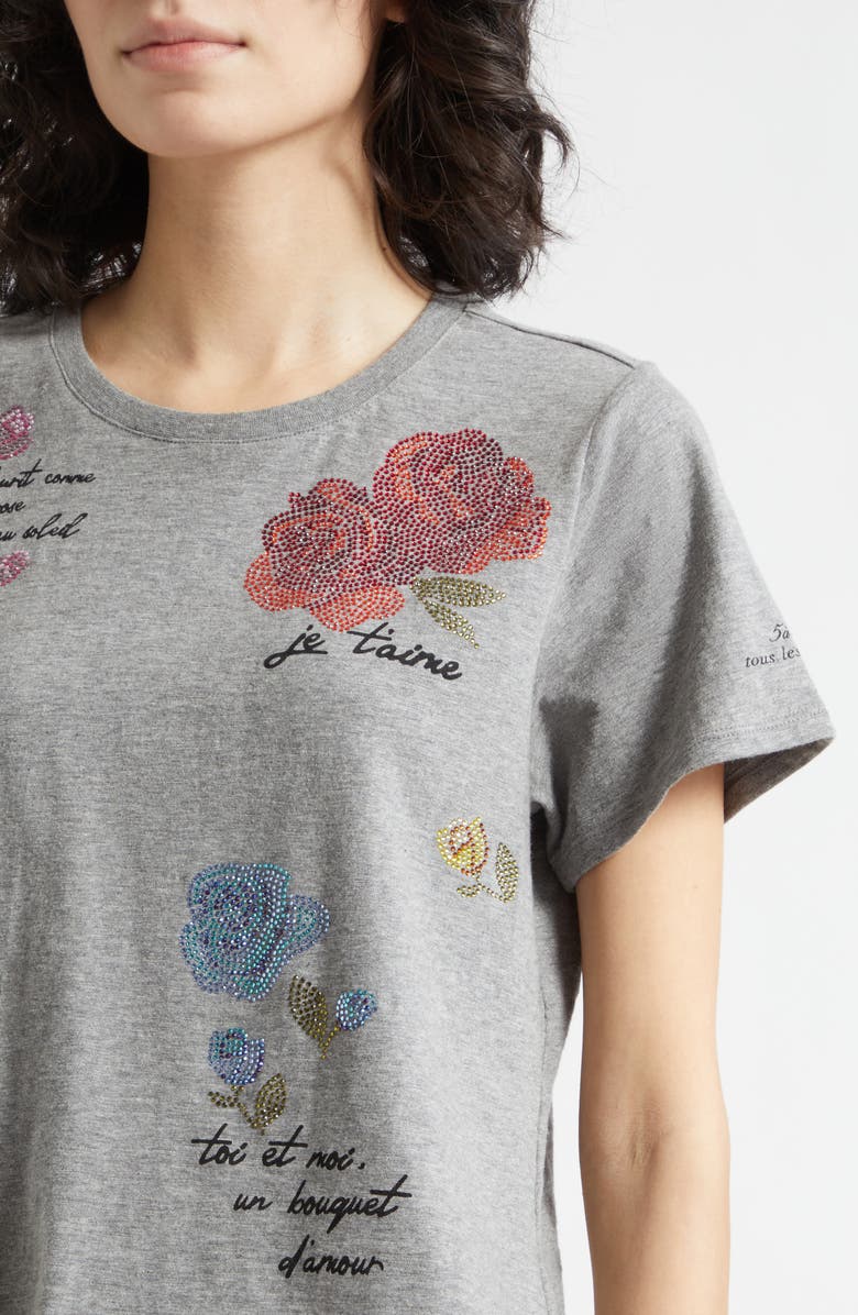 Cinq à Sept Heat Set Rhinestone Graphic T-Shirt, Alternate, color, Charcoal Heather Grey/ Multi