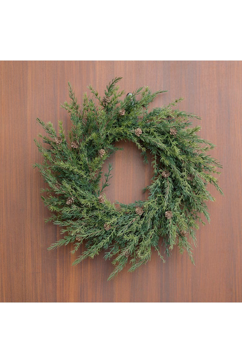 28" Artificial Pine Wreath with Pinecones, Main, color, Green