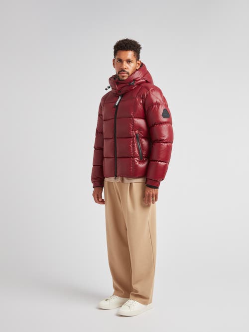 Jack1t Ez Boxed Hooded Racer Puffer Jacket In Red