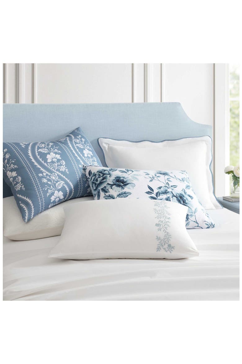 Garden Path Embroidery Cotton Duvet Set, Alternate, color, WHITE/ WINTER BLUE